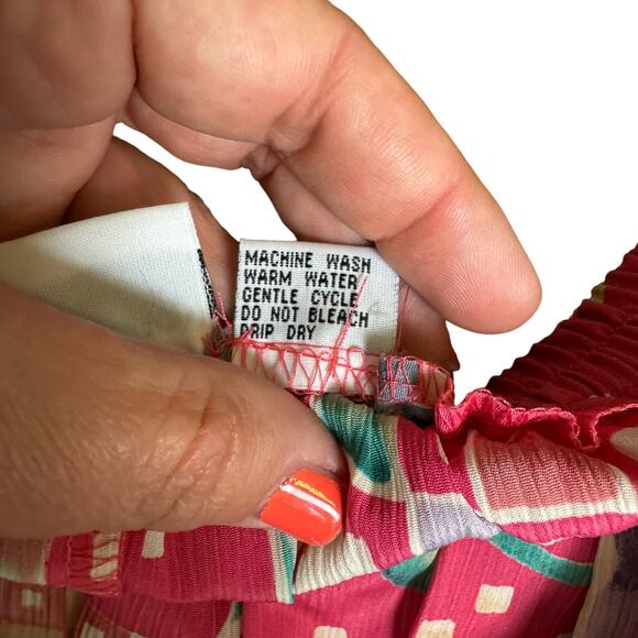 Alfred Dunner Pink Teal Floral Abstract Pattern Pleated Midi Skirt Size 14 - Picture 4 of 5